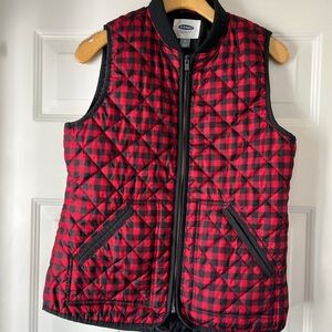 Used Quilted Old Navy Red and Black Checkered Vest Medium